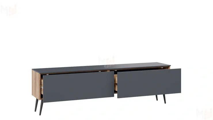 Тумба ТВ Порто с опорами - СМ-393.03.011 Яблоня Беллуно, Графит софт