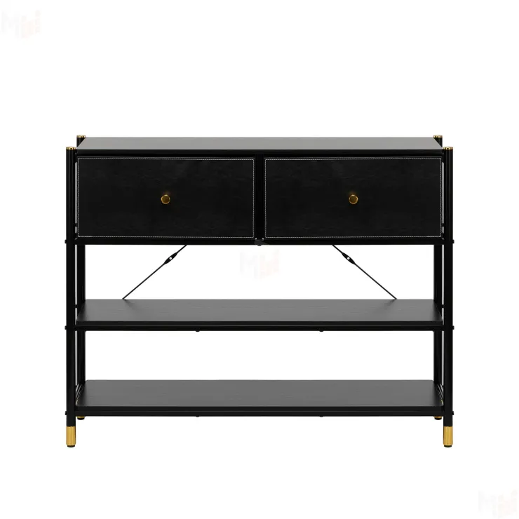 Комод Leset Нирита/Хайди с полками 2 ящика (Чёрный/Чёрный/Чёрный)