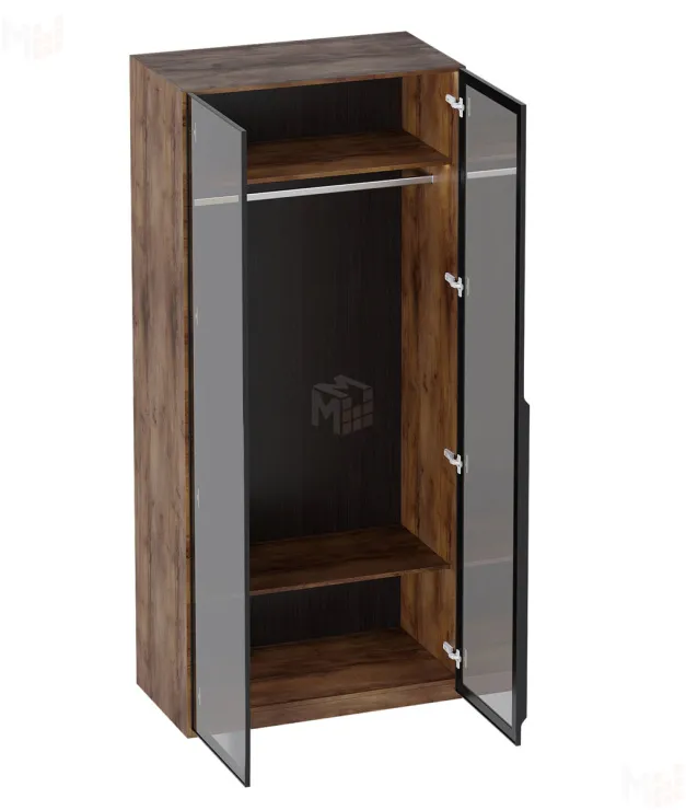 Шкаф двухстворчатый Браун со стеклянными дверями Вариант 1