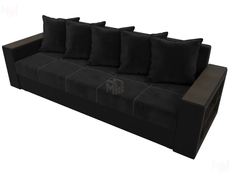 Диван прямой Дубай Лайт ( Черный\Черный )