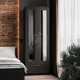 Шкаф Сириус 2 двери 1 ящик с зеркалами, венге (высота 220 см)