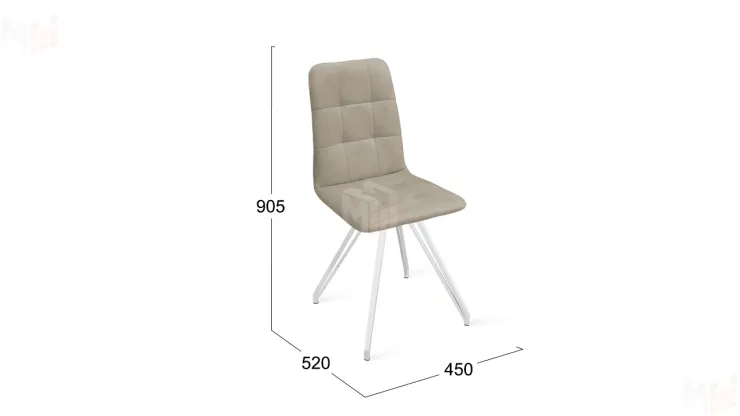 Стул Аспен К4 Белый матовый, Велюр Confetti Smoke