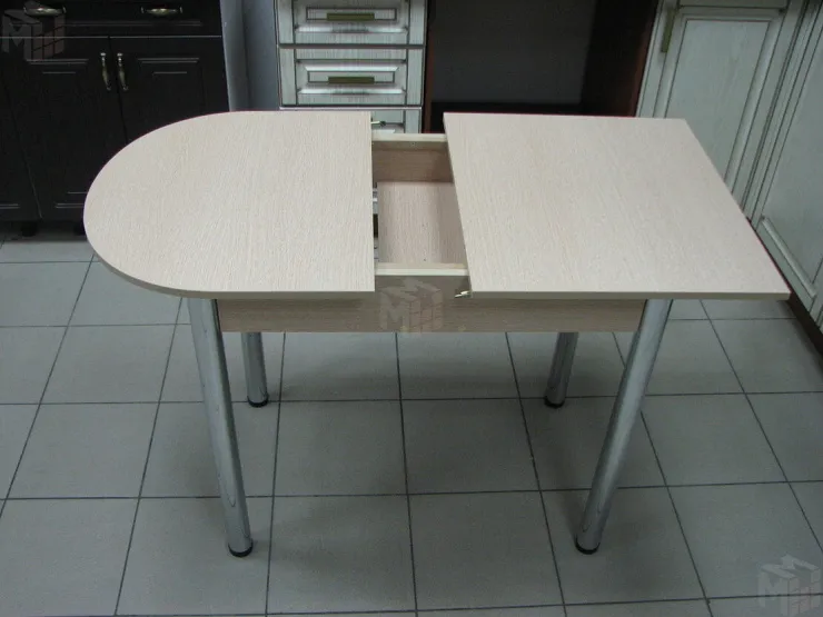 Стол пристенный раскладной 1000/1230*600 (дуб сонома), ножки хром