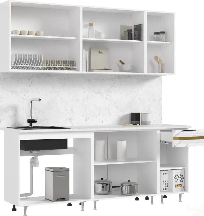 Кухонный гарнитур Милена 2,0 (мрамор золото)