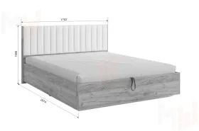 Кровать Адам с подъемным механизмом 160х200 дуб крафт золотой/грей алькантара (велюр)