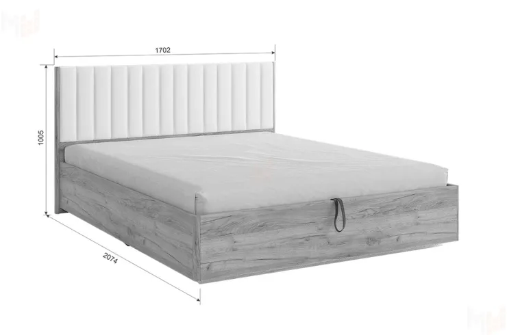 Кровать Адам с подъемным механизмом 160х200 дуб крафт золотой/грей алькантара (велюр)