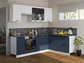 Кухня угловая Техно New 2,4*1,8 Белый софт/Ультрамарин софт