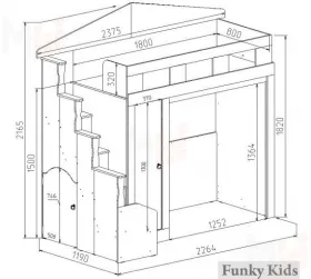 Кровать-чердак Фанки Хоум + кровать низкая Фанки Тайм-02