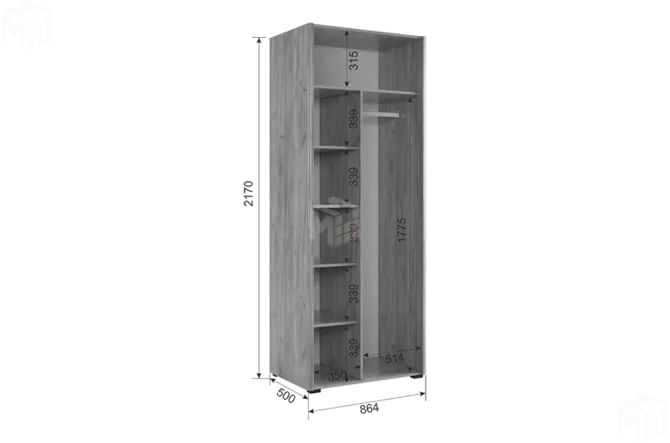 Шкаф двухдверный Адам  крафт золотой/белое дерево