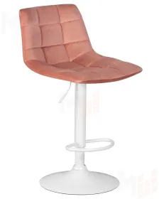 Стул барный DOBRIN TAILOR WHITE (пудрово-розовый велюр (MJ9-32))
