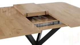 Стол обеденный раздвижной Лиссабон Тип 1 Черный муар, Дуб Крафт золотой