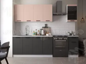 Кухня Техно New 2,0 комп. №3 Пудра софт/Графит софт