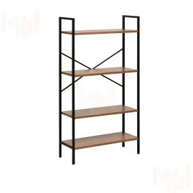 Стеллаж Leset Стилвуд 24 широкий, 4 полки (Чёрный/Орех лион светлый)