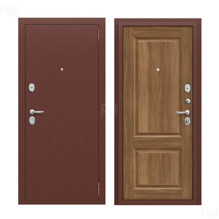 Входная металлическая дверь Тайга-7 Антик Медный/Каштан