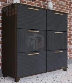 Обувница Копенгаген 6 ящиков (венге/черный матовый)