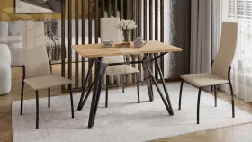 Стол обеденный Ройс Тип 1 Черный муар/Дуб Крафт золотой