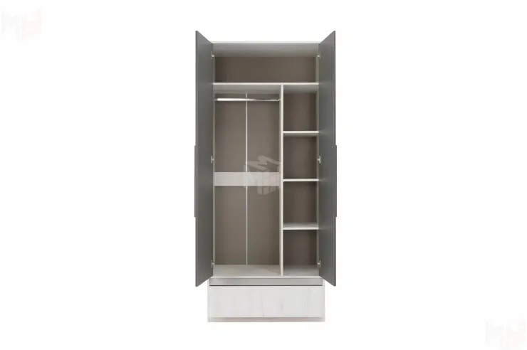 Шкаф 2-х створчатый Нильс Дуб Эльза/Темно-Серый Лофт