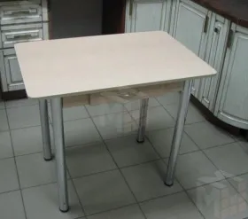 Стол прямоугольный с ящиком 900*600 (дуб сонома), ножки хром