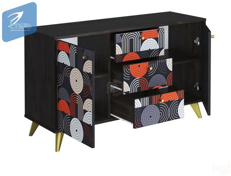 Комод Фьюжн Арт КМ-003 камень угольный/Vinil