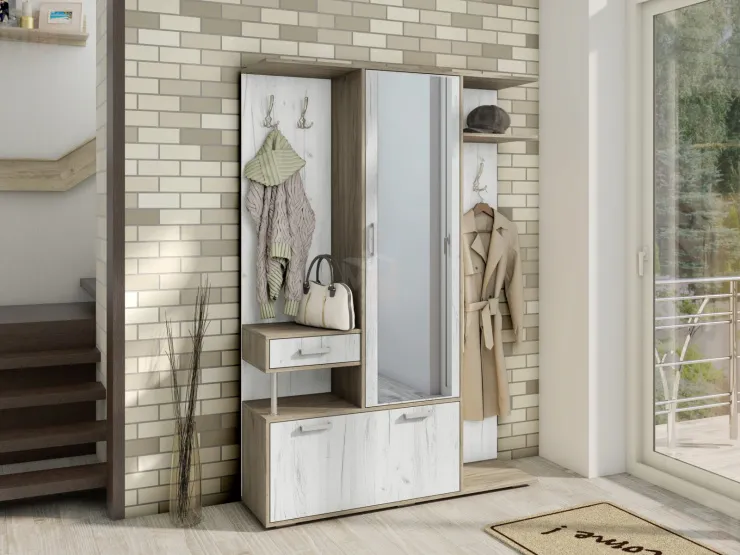 Прихожая Арго 1 Дуб Серый Крафт/Дуб Белый Крафт