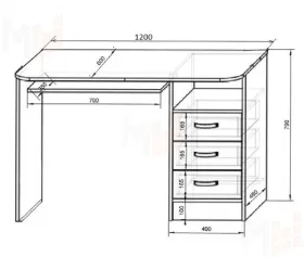 Кровать-чердак Пираты ПР-4/1 + стол письменный ПР-13/1