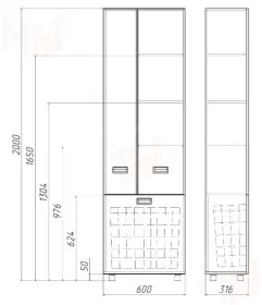 Пенал напольный Cube 60 с корзиной для белья Домино