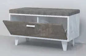 Обувница Об-1 Эго на ножках Бетон Светлый/Камень Темный