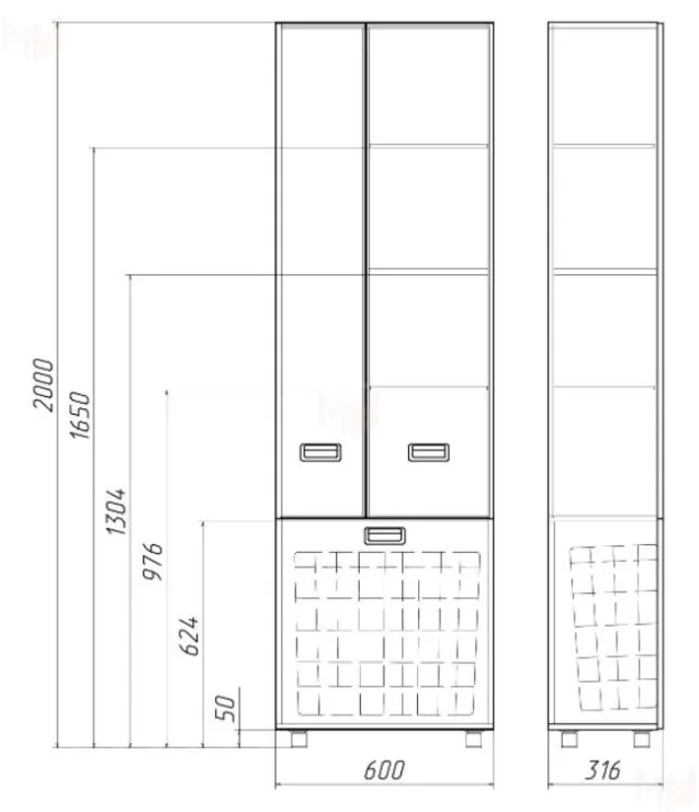 Пенал напольный Cube 60 с корзиной для белья Домино