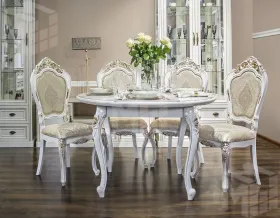 Столовая Натали белый глянец с круглым столом