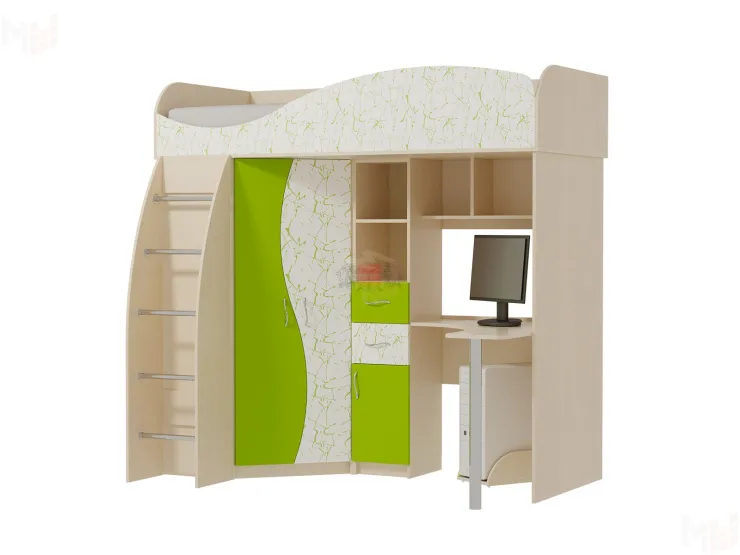 Кровать чердак Омега 9 МДФ