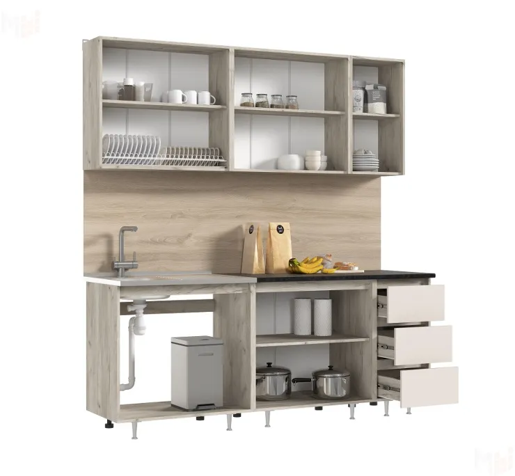 Кухонный гарнитур Челси 2,0 (крафт серый/кашемир)