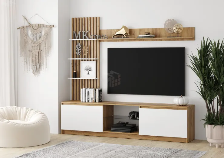 Гостиная Бостон НМ-001 (белый глянец)