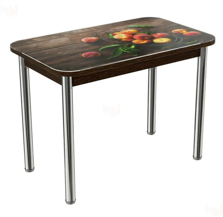 Стол прямоугольный с фотопечатью Персики, ноги прямые