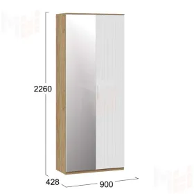 Шкаф комбинированный Хилтон Исп.2.1 с зеркалом   404.003.000 Белый матовый