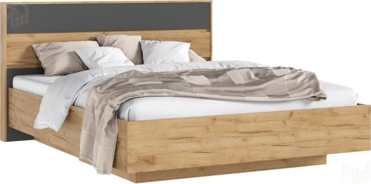 Роджина Кровать парящая 1,6м (ортопед металл) (Графит/Дуб Крафт, Дуб Крафт)