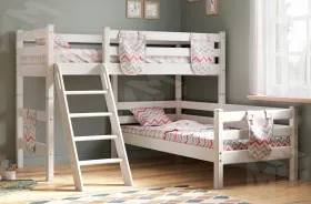 Угловая кровать Соня-8 с наклонной лестницей  Белый