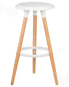 Табурет барный DOBRIN ROYCE (ножки светлый бук, цвет белый (W-02))