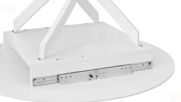 Стол обеденный раздвижной Бергамо Тип 1  Белый муар, Стекло матовое белый мрамор