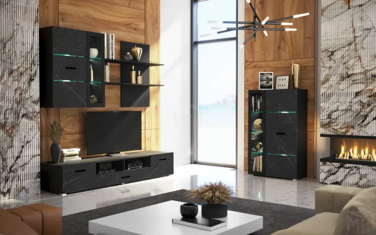 Гостиная Николь (мрамор блэк софт/черный)