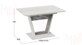 Стол обеденный Гавана Тип 1 Дуб крафт белый, Серый графит