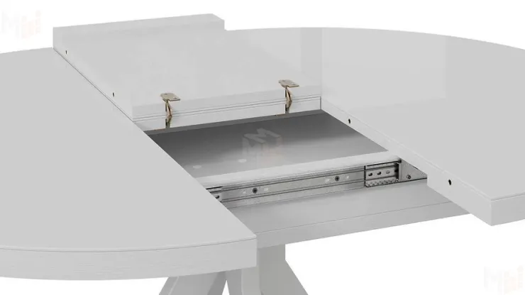 Стол обеденный раздвижной Стокгольм Тип 1  Белый муар, Стекло глянцевое белое