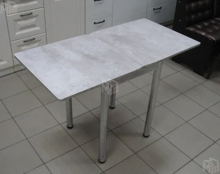 Стол Ломберный поворотно-раскладной 580*580 (цемент светлый), ножки хром