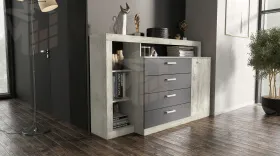 Комод Ангара (крафт белый/графит)