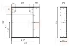 Шкаф-зеркало Норма 1-60 левый/правый Айсберг