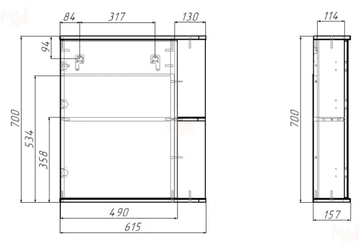 Шкаф-зеркало Норма 1-60 левый/правый Айсберг