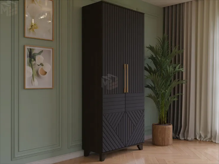 Шкаф 2-х створчатый Копенгаген (венге/черный матовый)