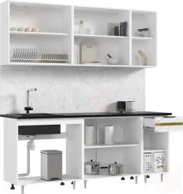 Кухонный гарнитур Милена 2,0 (мрамор белый/мрамор блэк)