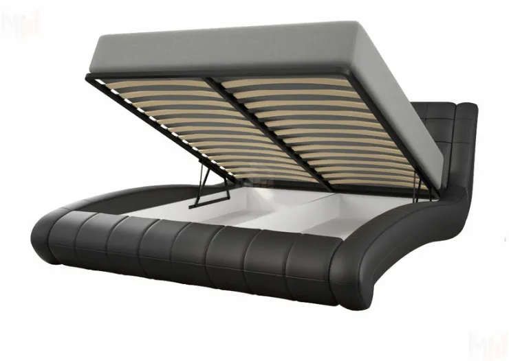 Кровать Шарлотта с подъемным механизмом (бежевый кожзам) 160*200 см