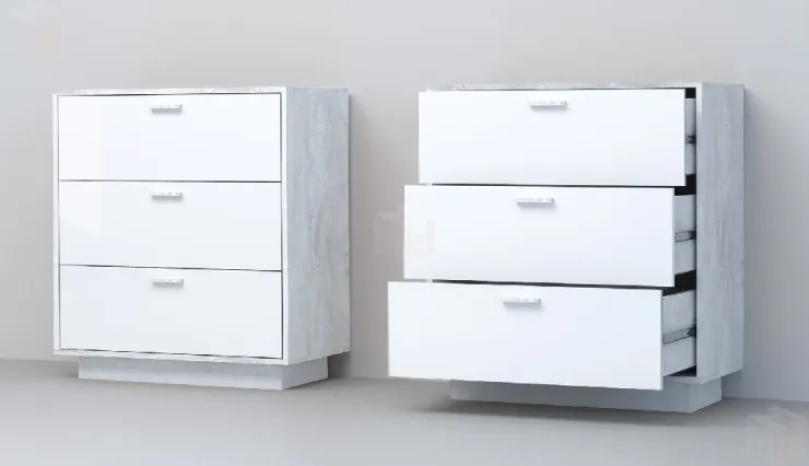 Комод К-3  ПД Эго Бетон Светлый/Белый Глянец