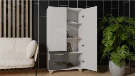 Стеллаж Копенгаген без стекла (Белый/серый графит)